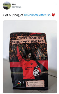 Customer post with a close photograph of Solidarity Always packaging — Kickoff Solidarity Always Rwanda Coffee