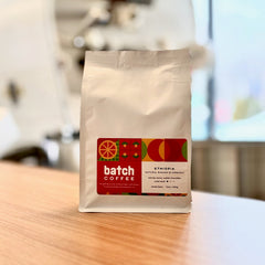 Batch Coffee Ethiopia Shantawene bag on a wooden table