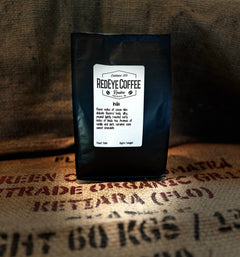 RedEye India coffee bag on burlap