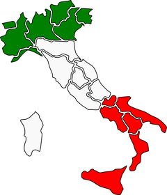 Map of Italy colored green, white and red