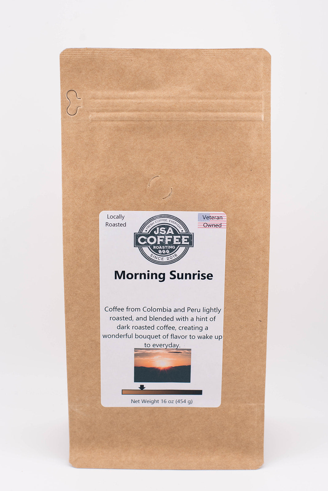 Bag of light roast coffee from Colombia, Nariño with notes of Rich Flavors