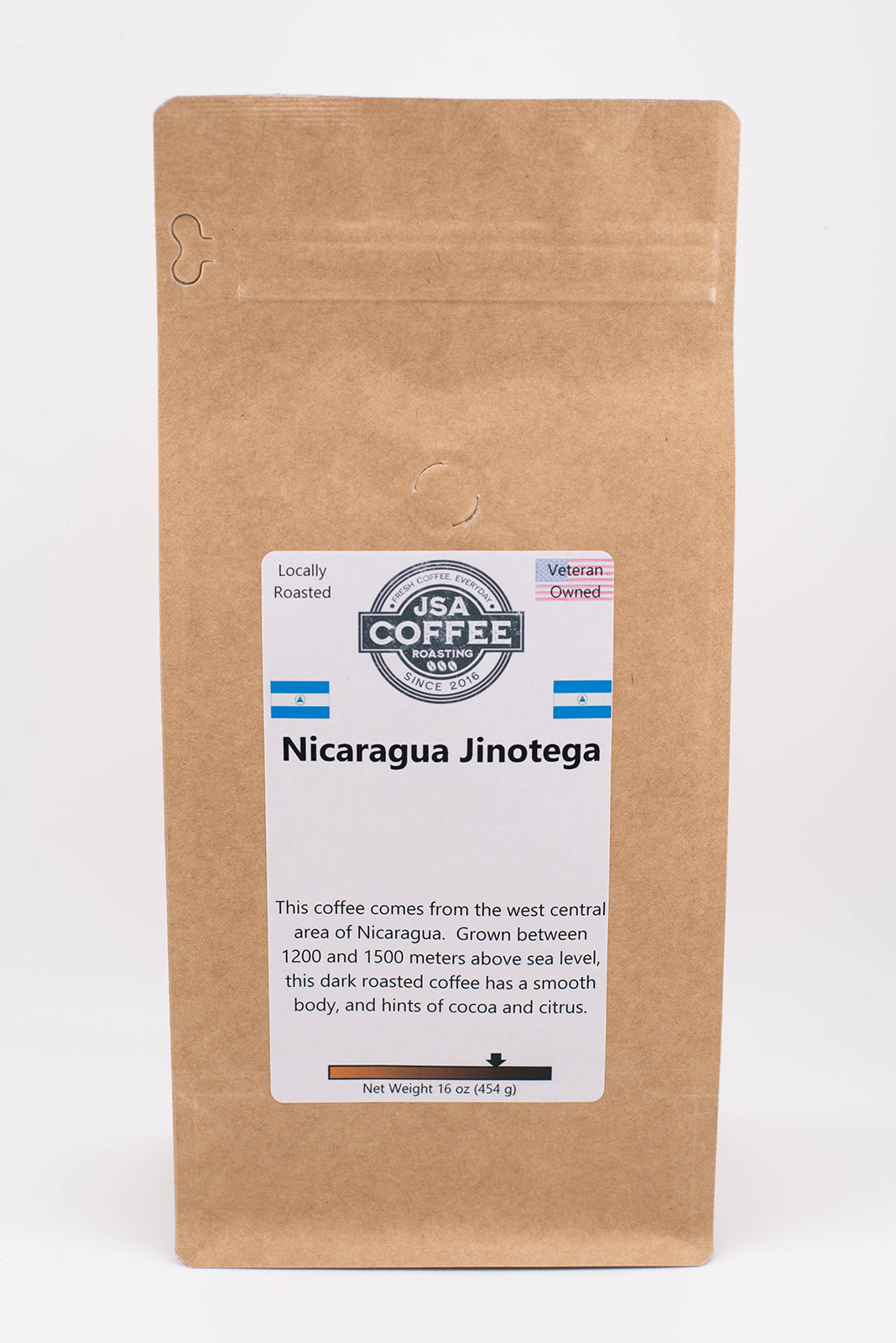 Bag of specialty roast coffee from Origin Unknown with notes of Rich Flavors