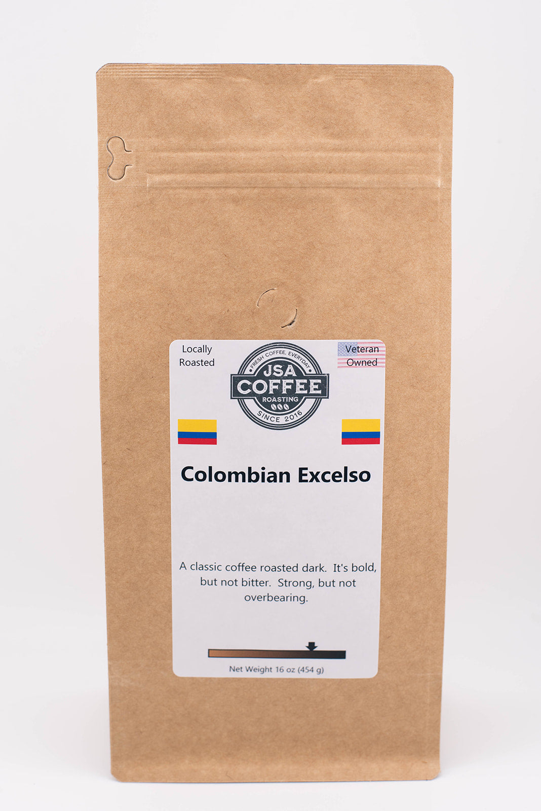 Bag of light roast coffee from Colombia, Nariño with notes of Fruity
