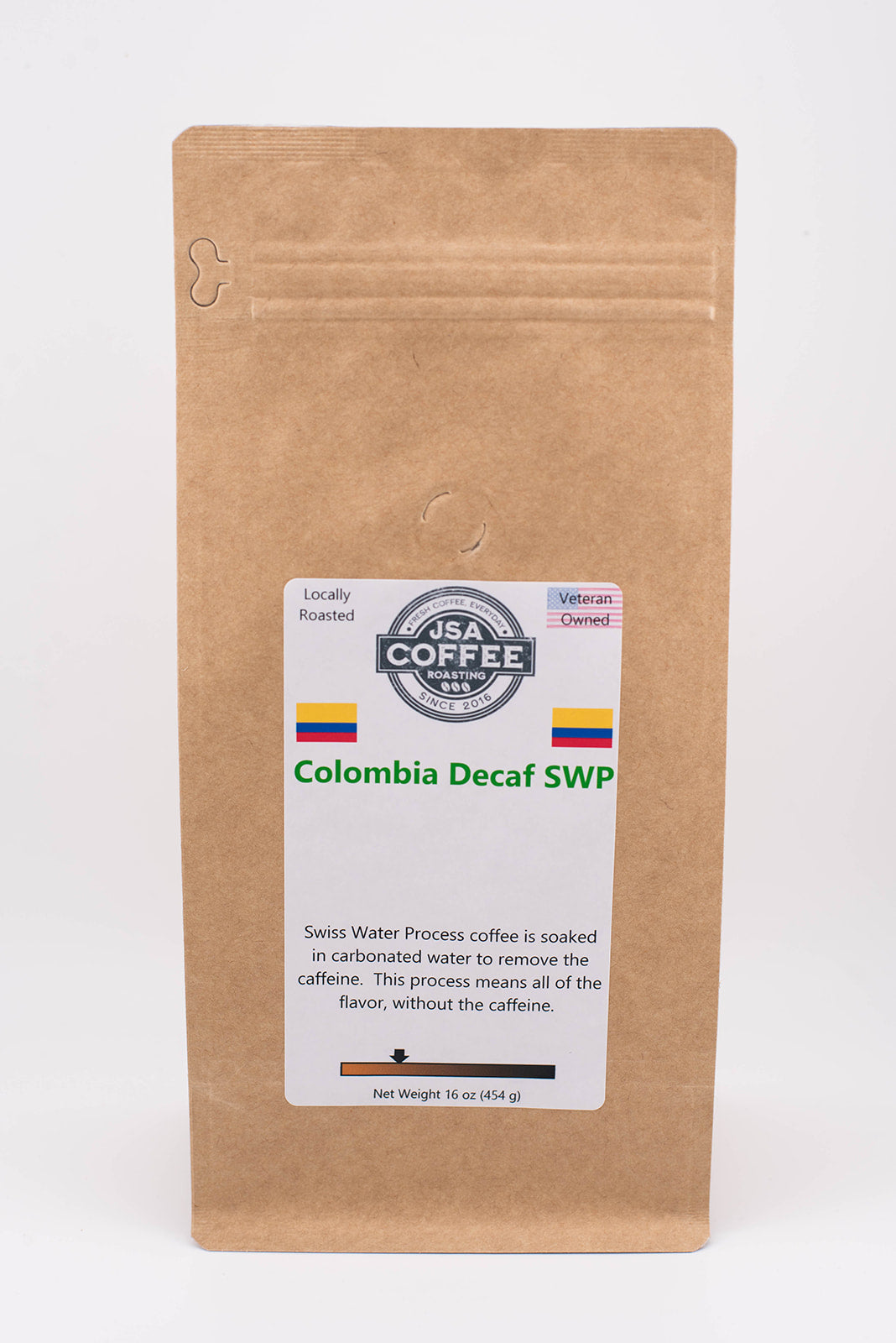 Bag of specialty roast coffee from Origin Unknown with notes of Rich Flavors
