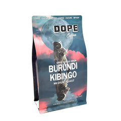 Burundi Kibingo natural process coffee bag front angled view