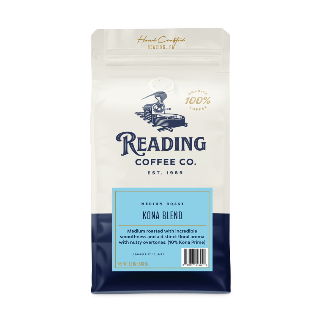 Bag of medium roast coffee from Blend with notes of Chocolate, Fruity, Floral