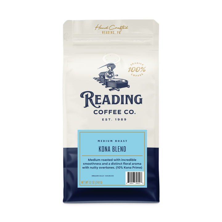 Bag of medium roast coffee from Blend with notes of Chocolate, Fruity, Floral