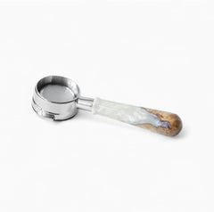 Walnut and resin handle bottomless espresso portafilter
