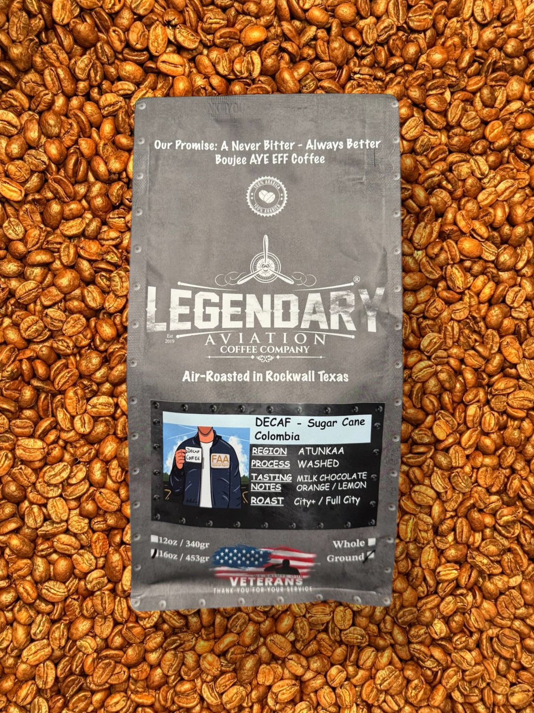 Bag of specialty roast coffee from Origin Unknown with notes of Rich Flavors