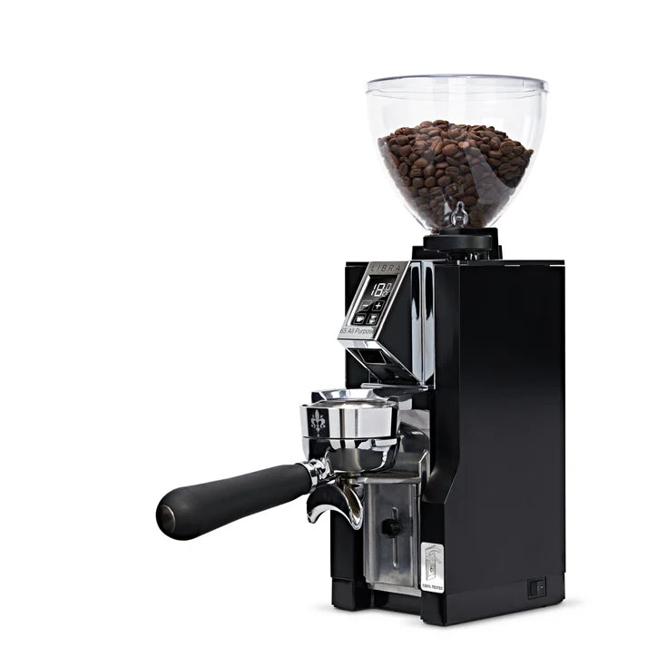 Eureka Mignon Libra 65 AP black grinder with portafilter