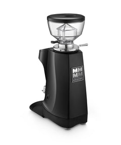 Rear angle of black Mazzer Mini G espresso grinder