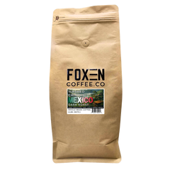 Foxen Mexico Chiapas Dark Roast coffee in a brown resealable bag