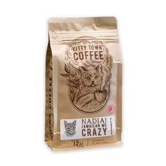 Kitty Town Nadia Jamaican Me Crazy Flavored Coffee — 12 oz kraft Kitty Town bag with illustrated cat label