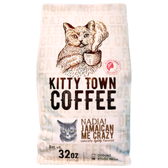 Kitty Town Nadia Jamaican Me Crazy Flavored Coffee — 32 oz Kitty Town package with large cat illustration