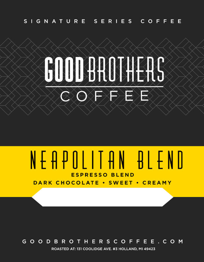 Bag of dark roast coffee from Blend with notes of Chocolate