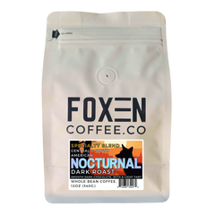 Foxen Nocturnal Blend Dark Roast whole bean coffee in a white pouch