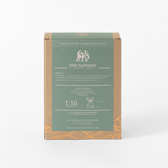 Back of the Pink Elephant Nomad package with brewing illustrations