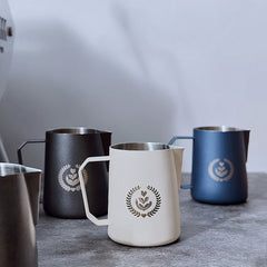 Latte Art Pro stainless steel milk pitcher detail