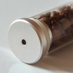 Lab-style coffee bean storage rack detail