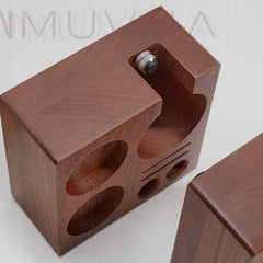 Lab-style coffee bean storage rack detail