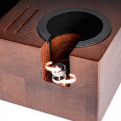 Lab-style coffee bean storage rack detail