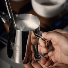 Walnut wood espresso tamping station detail