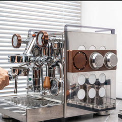 Lab-style coffee bean storage rack detail