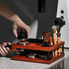 Lab-style coffee bean storage rack detail