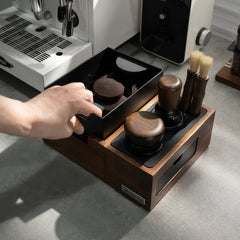 Multi-function coffee tamping station detail
