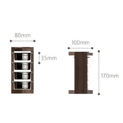 Lab-style coffee bean storage rack detail