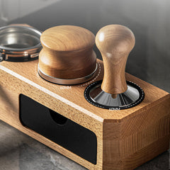 Lab-style coffee bean storage rack detail