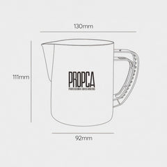 Stainless steel latte art milk pitcher detail