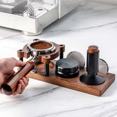 Lab-style coffee bean storage rack detail