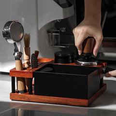 Lab-style coffee bean storage rack detail