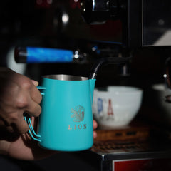 Walnut wood espresso tamping station detail