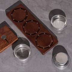 Lab-style coffee bean storage rack detail