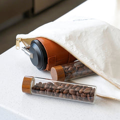 Lab-style coffee bean storage rack detail