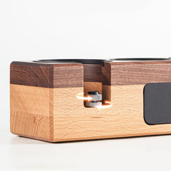 Lab-style coffee bean storage rack detail