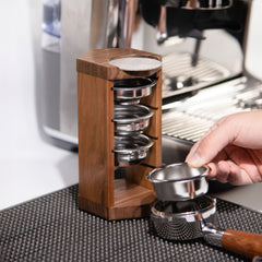 Lab-style coffee bean storage rack detail