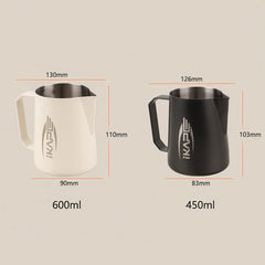 Stainless steel latte art milk pitcher detail