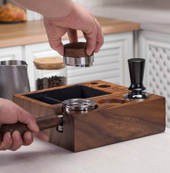 Lab-style coffee bean storage rack detail