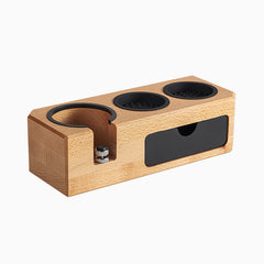Lab-style coffee bean storage rack detail
