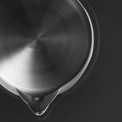 Stainless steel latte art milk pitcher detail
