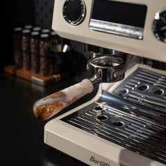 Walnut and resin handle bottomless espresso portafilter