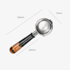 Walnut and resin handle bottomless espresso portafilter