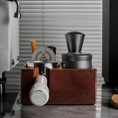 Lab-style coffee bean storage rack detail