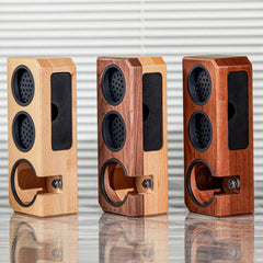 Wood espresso tamping station detail