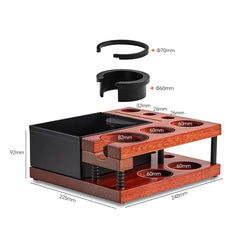 Lab-style coffee bean storage rack detail