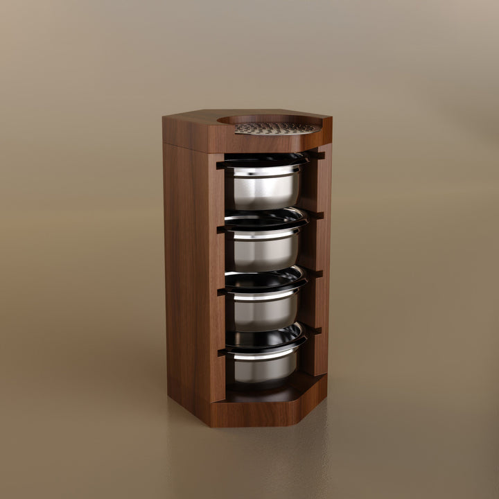 Handcrafted Wooden Portafilter Basket Storage