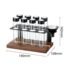 Lab-style coffee bean storage rack detail